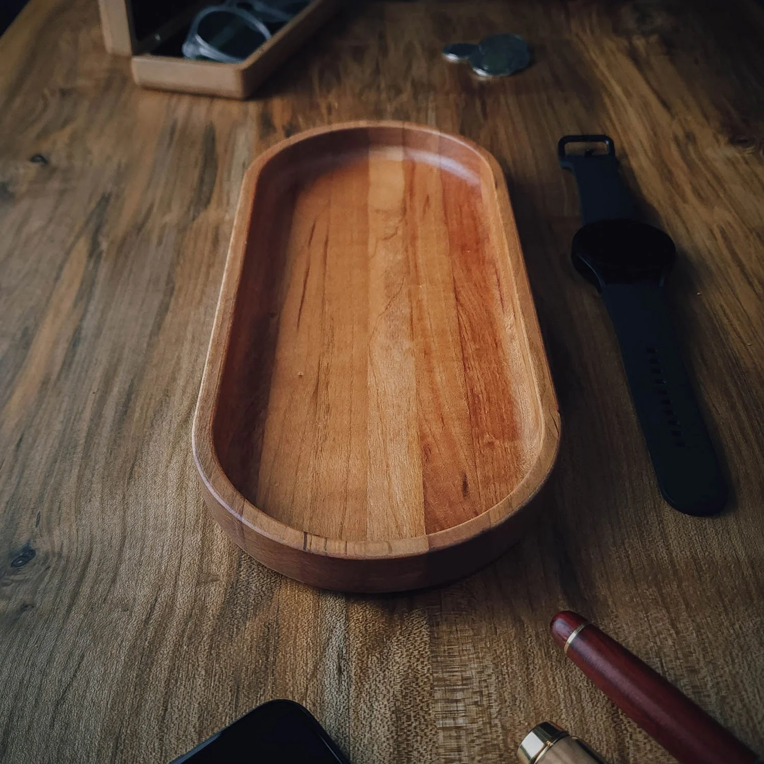 Large Oval Mahogany Wood Trays — T. Weatherhead & Co.